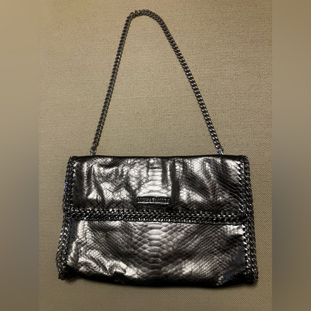 Michael by Michael Kors oversized silver chrome clutch